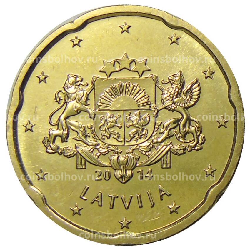 Монета 20 евроцентов 2014 года Латвия