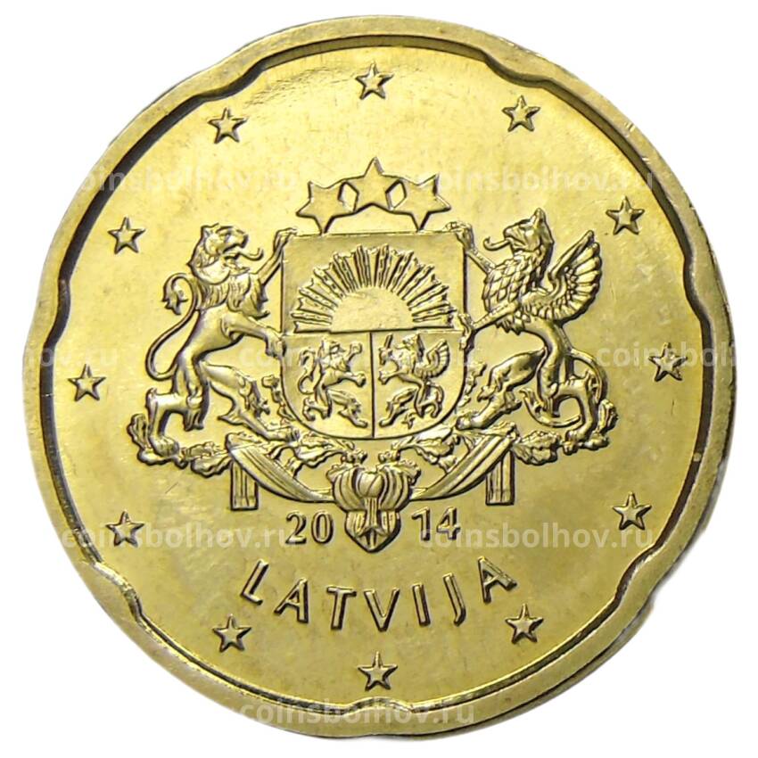Монета 20 евроцентов 2014 года Латвия