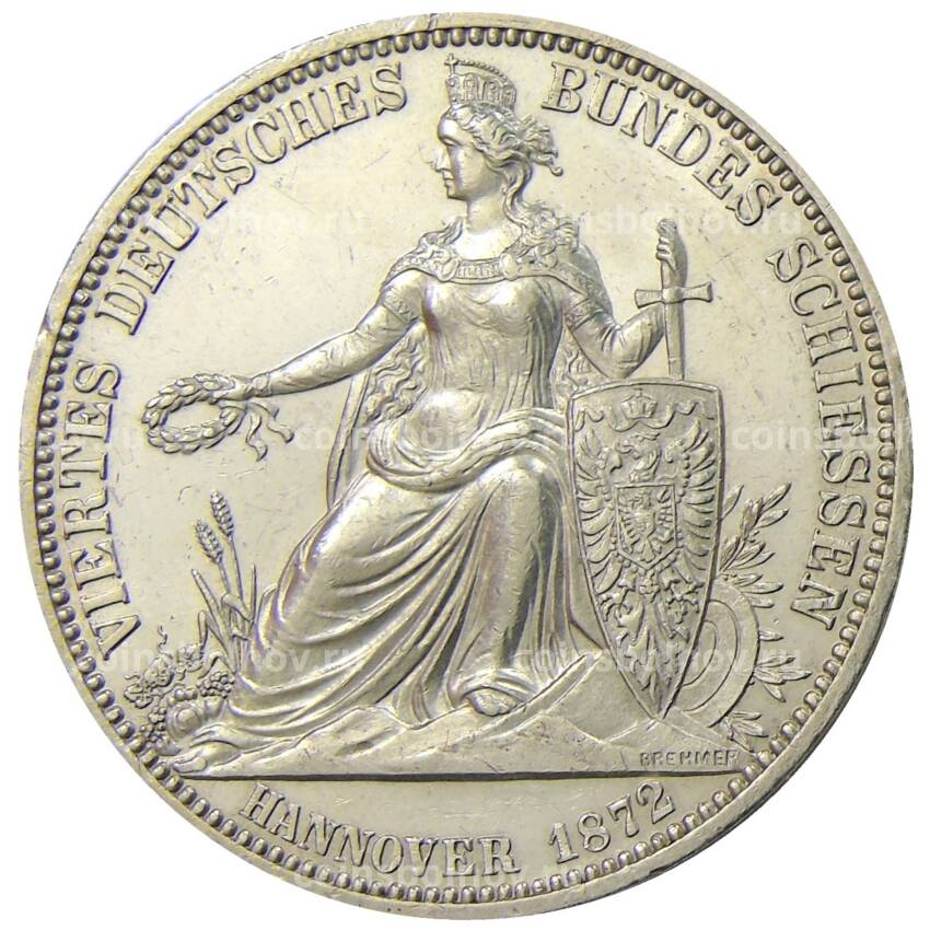 Монета 1 талер 1872 года Германские государства — Ганновер «Стрелковый фестиваль»