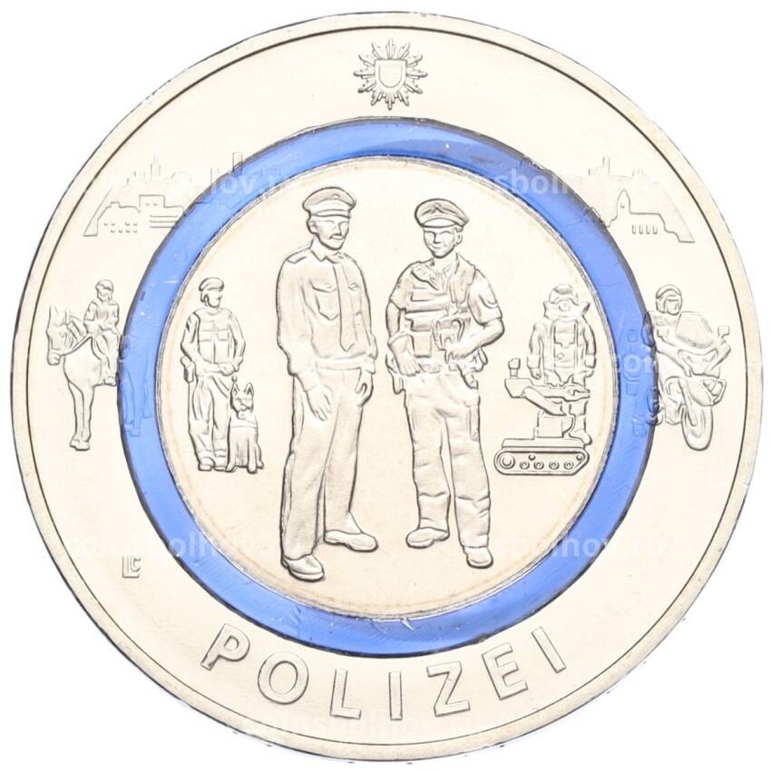 Монета 10 евро 2024 года D Германия «На службе общества — Полиция»
