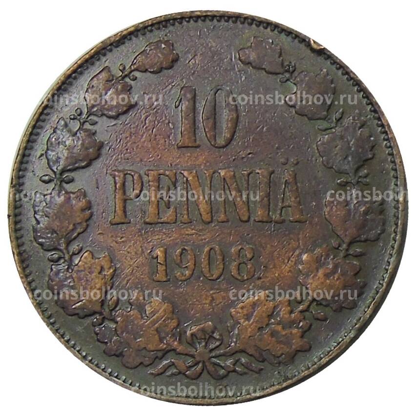 Монета 10 пенни 1908 года Русская Финляндия