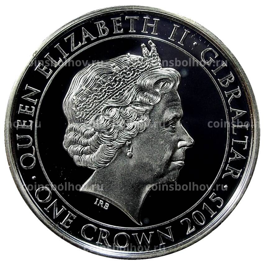 Монета 1 крона 2015 года Гибралтар — 50 лет со дня смерти Уинстона Черчилля (вид 2)