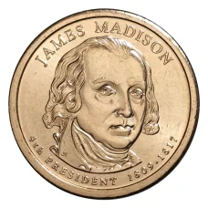 Монета 1 доллар 2007 года P Джеймс Мэдисон 4-й президент США (аверс)