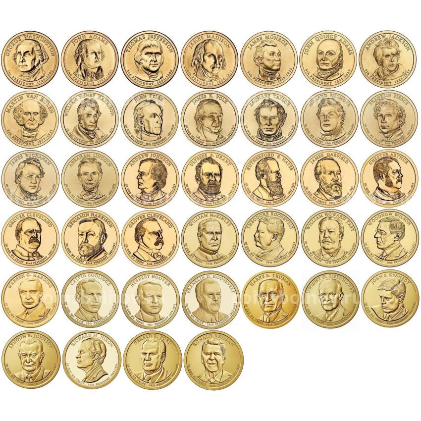 Набор монет 1 доллар Президенты США 39 монет