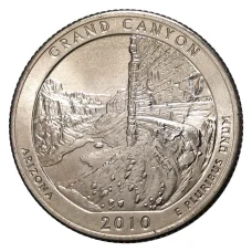 Монета 25 центов 2010 года  P №4 Национальный парк Гранд-Каньон (аверс)