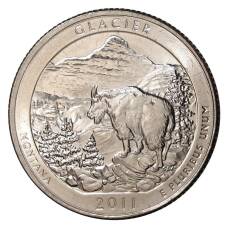 Монета 25 центов 2011 года  P №7 Национальный парк Глейшер (аверс)