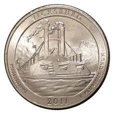 Монета 25 центов 2011 года  P №9 Национальный парк Виксбург (аверс)
