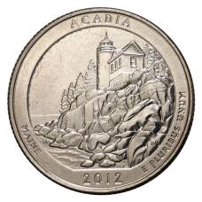 Монета 25 центов 2012 года  P №13 Национальный парк Акадия (аверс)