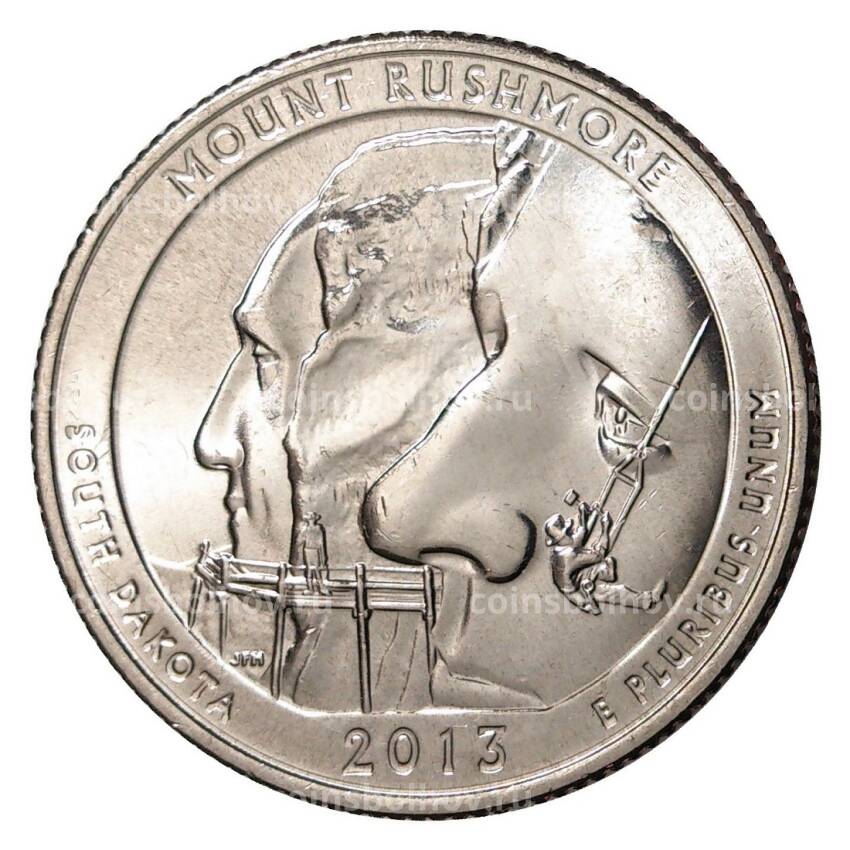 Монета 25 центов 2013 года  P №20 Национальный мемориал Маунт-Рашмор