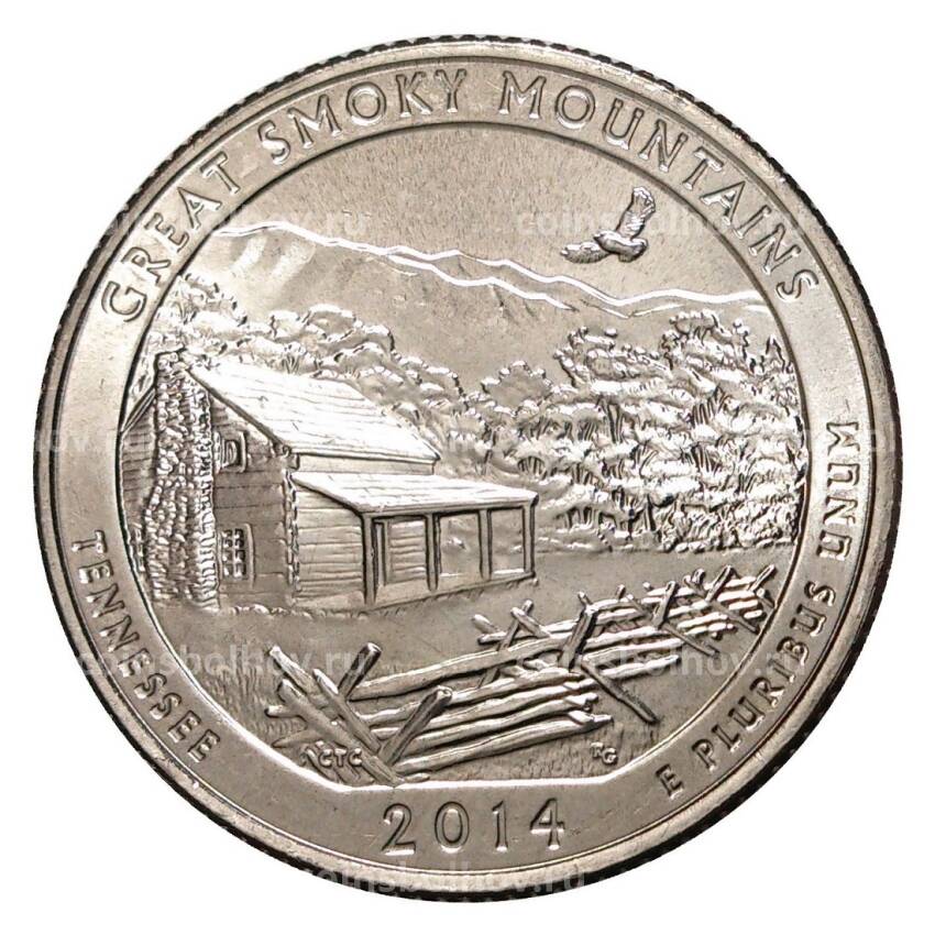 Монета 25 центов 2014 года  P №21 Национальный парк Грейт-Смоки-Маунтинс