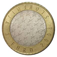Монета 3 евро 2008 года Председательство Словении в Евросоюзе (реверс)