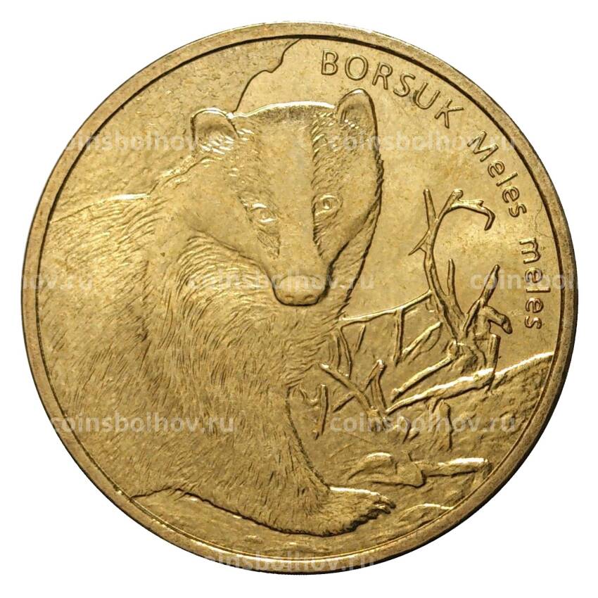 Монета 2 злотых 2011 года Барсук