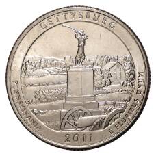 Монета 25 центов 2011 года D №6 Национальный парк Геттисберг (аверс)