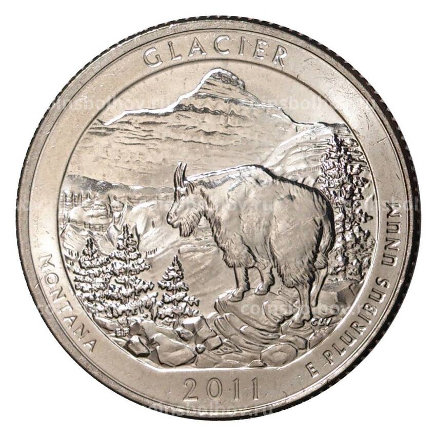 Монета 25 центов 2011 года D №7 Национальный парк Глейшер