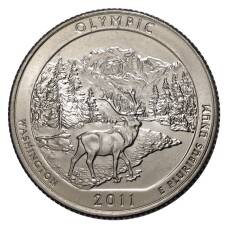 Монета 25 центов 2011 года D №8 Национальный парк Олимпик (аверс)