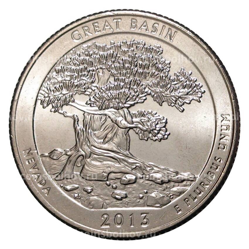 Монета 25 центов 2013 года D №18 Национальный парк Грейт-Бейсин