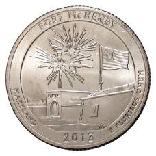 Монета 25 центов 2013 года D №19 Форт Мак-Генри (аверс)
