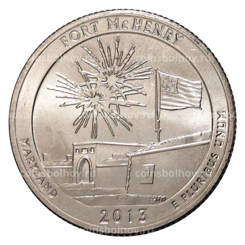 Монета 25 центов 2013 года D №19 Форт Мак-Генри