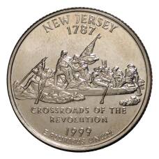 Монета 25 центов 1999 года P Штаты и территории - Нью-Джерси (аверс)