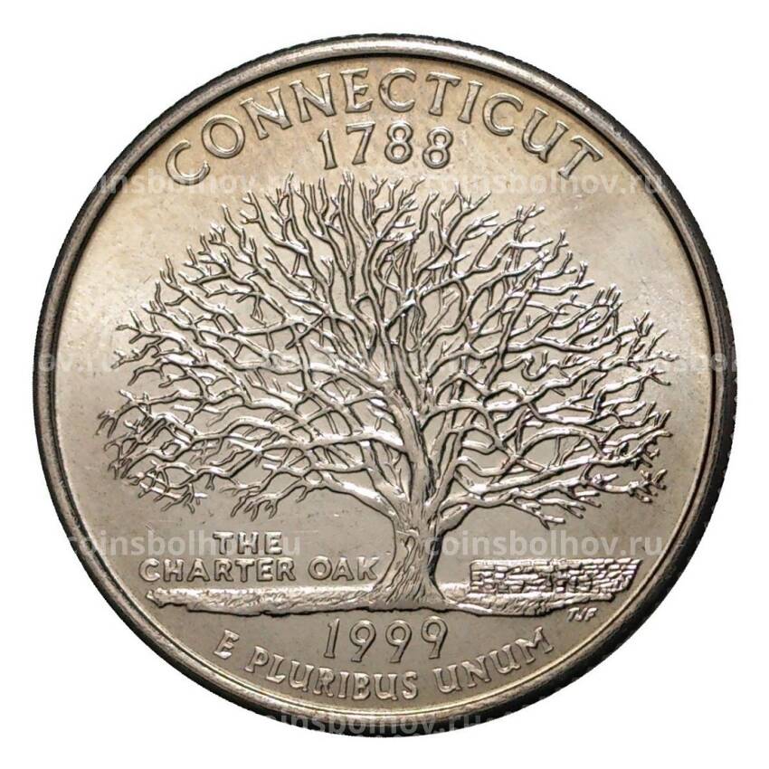 Монета 25 центов 1999 года P Штаты и территории - Коннектикут