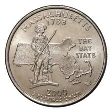 Монета 25 центов 2000 года P Штаты и территории - Массачусетс (аверс)