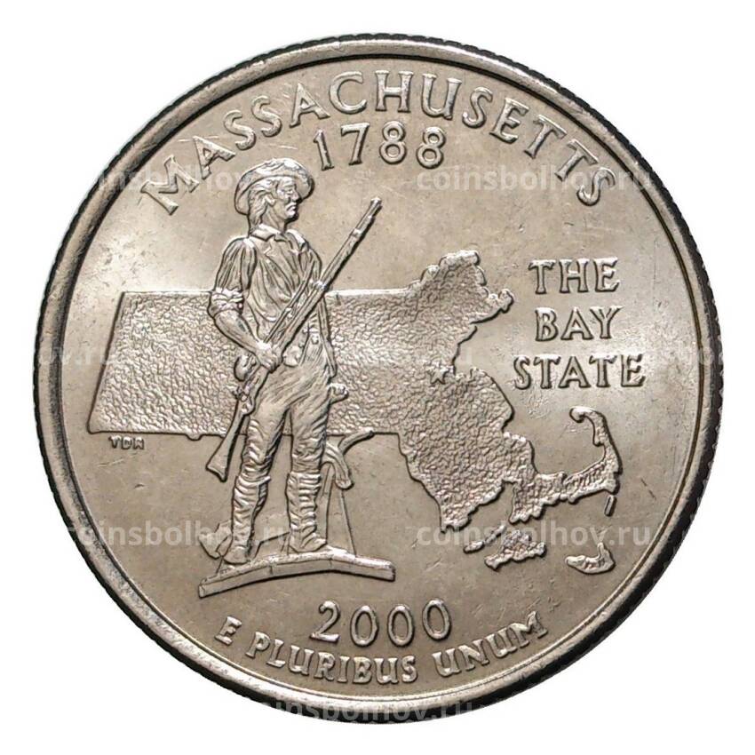 Монета 25 центов 2000 года P Штаты и территории - Массачусетс