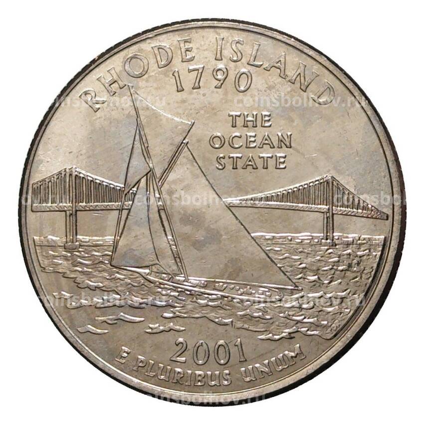 Монета 25 центов 2001 года P Штаты и территории - Род-Айленд