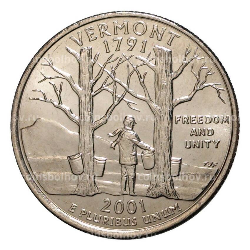 Монета 25 центов 2001 года P Штаты и территории - Вермонт