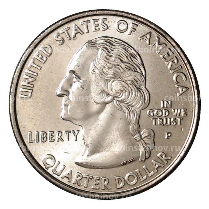Монета 25 центов 2002 года P Штаты и территории - Индиана (вид 2)