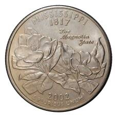 Монета 25 центов 2002 года P Штаты и территории - Миссисипи (аверс)
