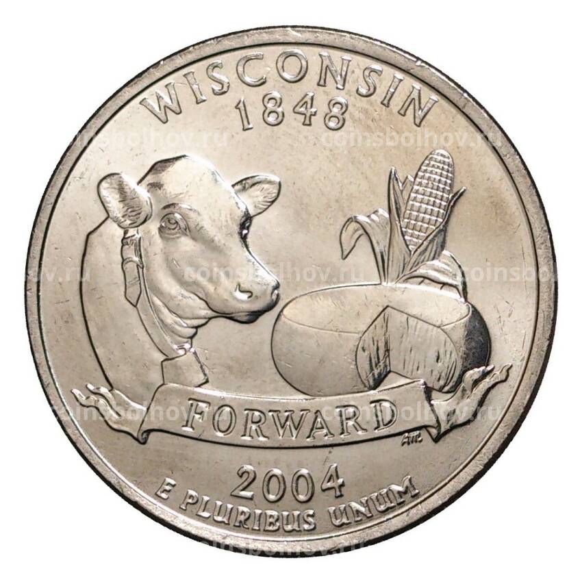 Монета 25 центов 2004 года P Штаты и территории - Висконсин