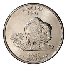 Монета 25 центов 2005 года P Штаты и территории - Канзас (аверс)