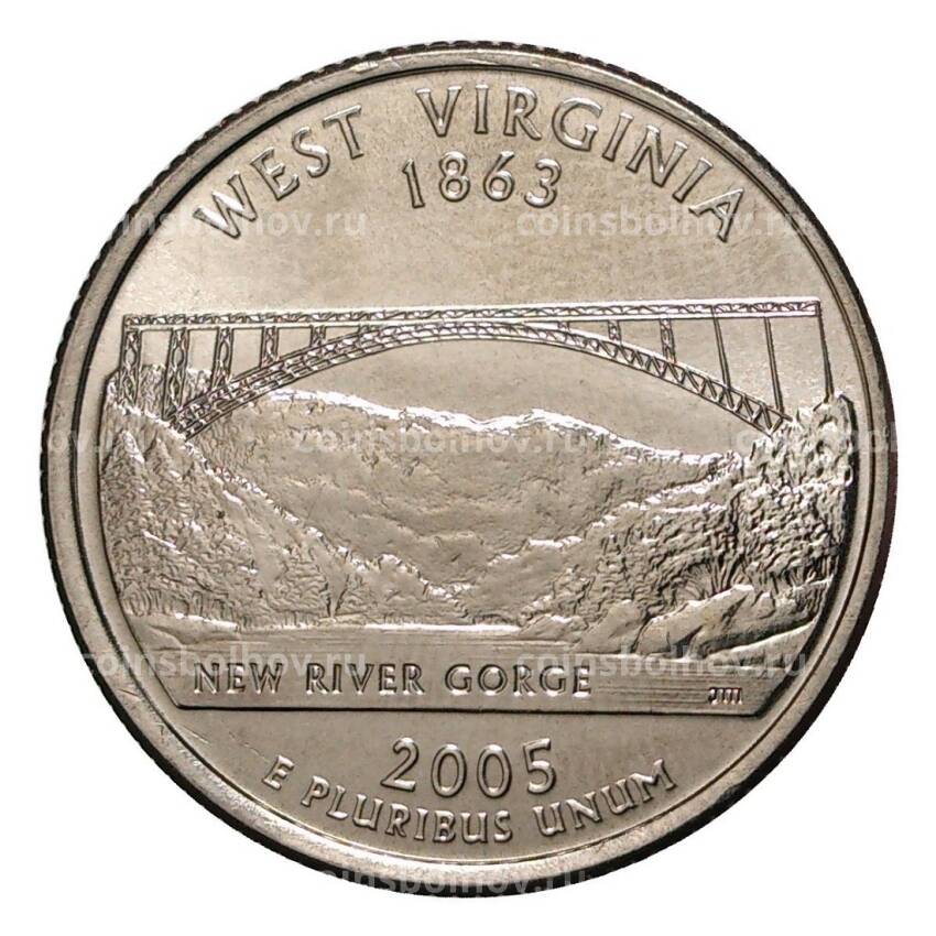 Монета 25 центов 2005 года P Штаты и территории - Западная Вирджиния