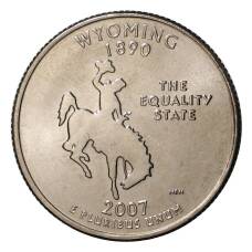 Монета 25 центов 2007 года P Штаты и территории - Вайоминг (аверс)