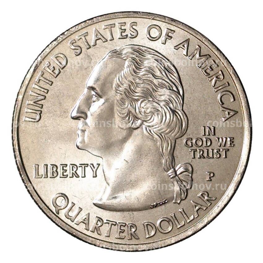 Монета 25 центов 2007 года P Штаты и территории - Вайоминг (вид 2)