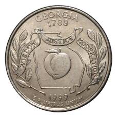 Монета 25 центов 1999 года D Штаты и территории - Джорджия (аверс)