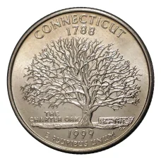 Монета 25 центов 1999 года D Штаты и территории - Коннектикут (аверс)