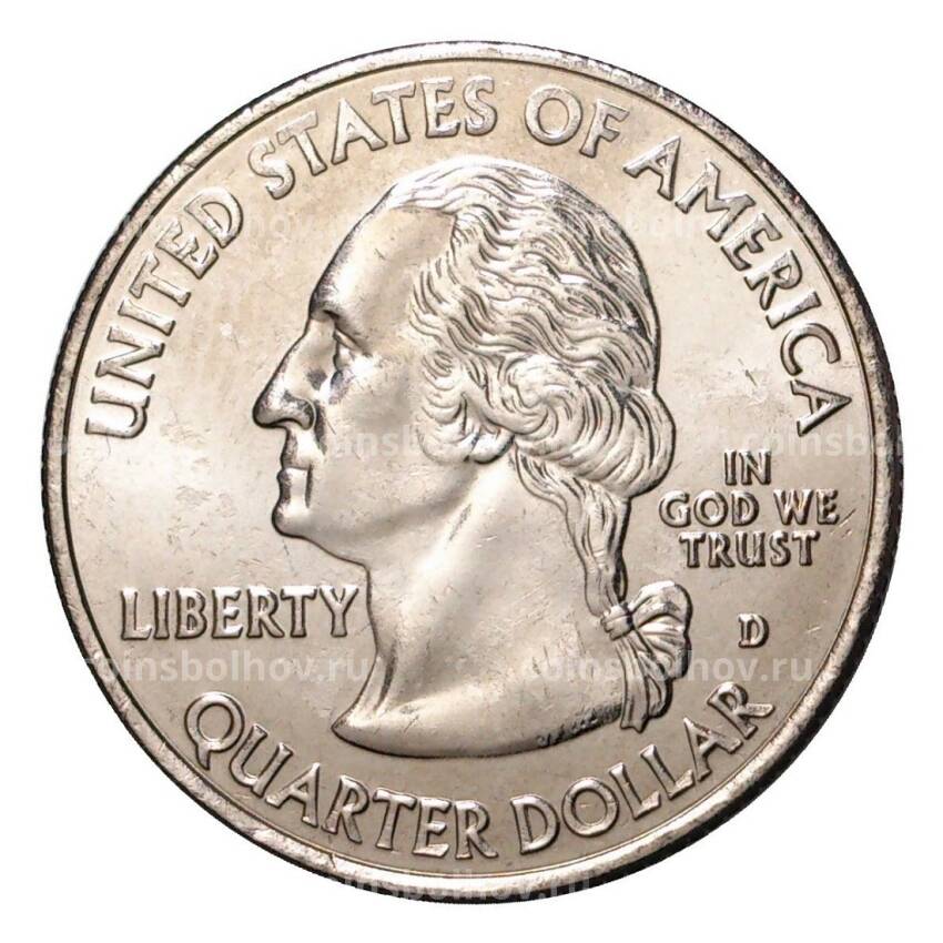 Монета 25 центов 1999 года D Штаты и территории - Коннектикут (вид 2)