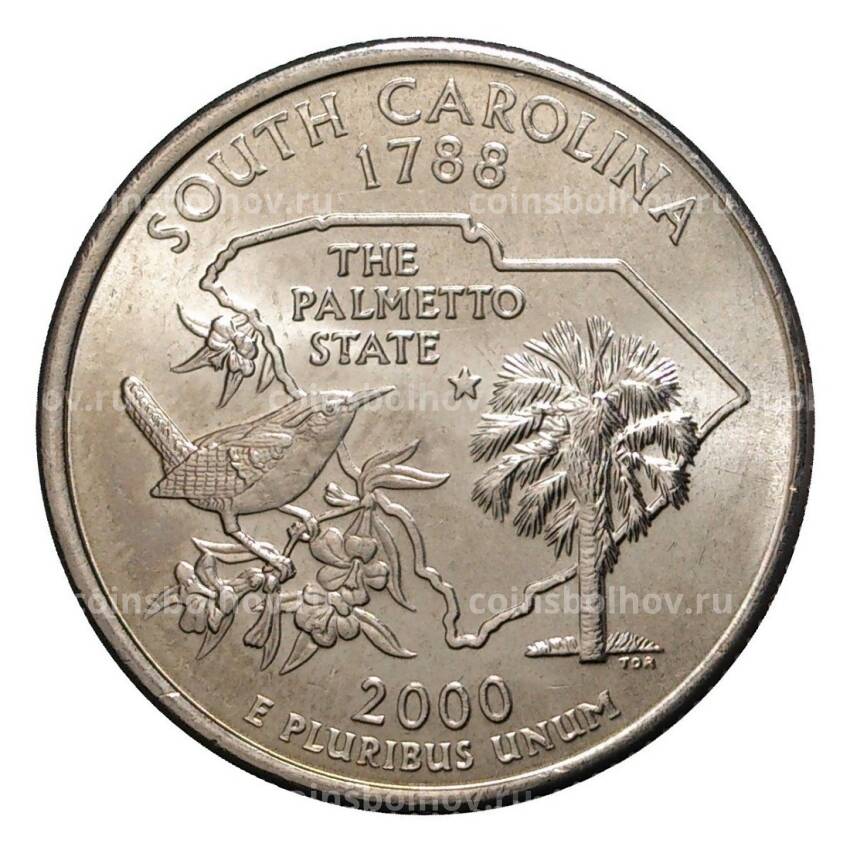 Монета 25 центов 2000 года D Штаты и территории - Южная Каролина