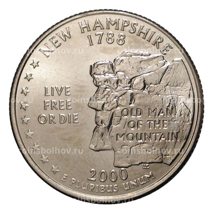 Монета 25 центов 2000 года D Штаты и территории - Нью-Гэмпшир