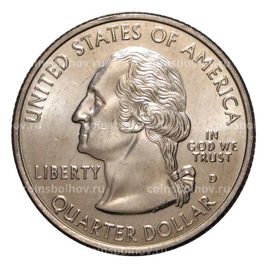 Монета 25 центов 2001 года D Штаты и территории - Вермонт (вид 2)