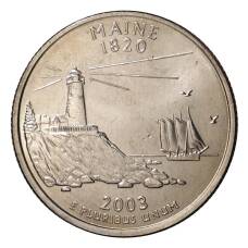 Монета 25 центов 2003 года D Штаты и территории - Мэн (аверс)