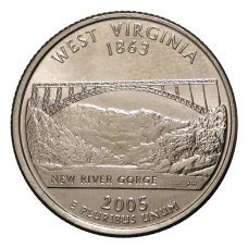 Монета 25 центов 2005 года D Штаты и территории - Западная Вирджиния (аверс)