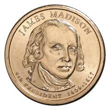 Монета 1 доллар 2007 года D Джеймс Мэдисон 4-й президент США (аверс)