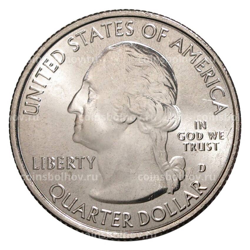 Монета 25 центов 2014 года D №25 Национальный парк Эверглейдс (вид 2)