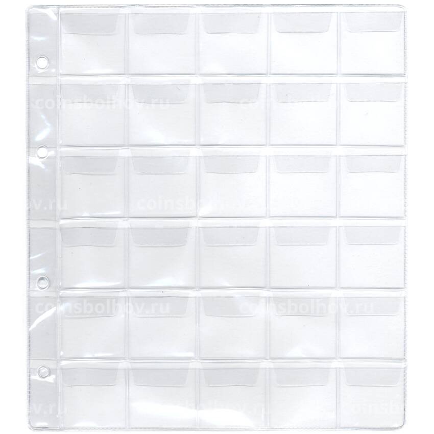 Лист для 30 монет (с клапанами, формат Numis, Россия)