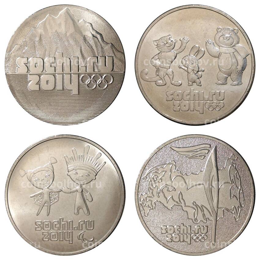 Набор из 4-х 25-рублевых монет 2014 года ''Сочи-2014'' - в блистерах