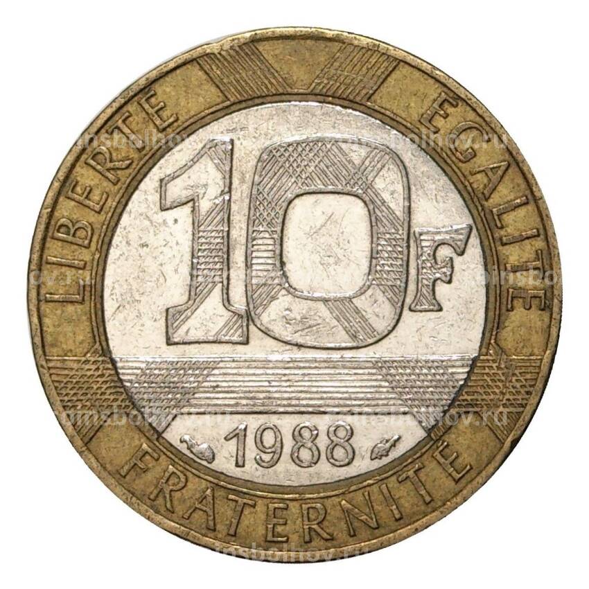Монета 10 франков 1988 года