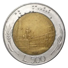 Монета 500 лир 1987 года (аверс)