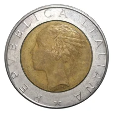 Монета 500 лир 1987 года (реверс)